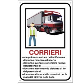 Cartello alluminio - personalizzabile - per corrieri - 30x20 cm - cartelli segnalatori