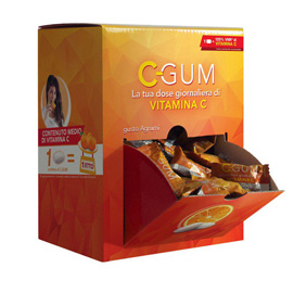 Chewing gum integratore vitamina c - agrumi - c-gum - box da 150 bustine (1 gomma cad)