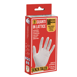 Confezione da 10 guanti monouso in lattice s/talco tg. M