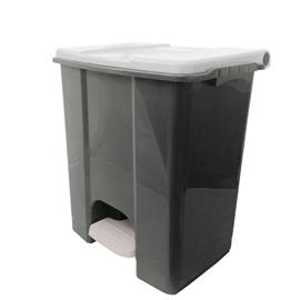 Contenitore mobile ecoconti - a pedale - 60 l - plastica riciclata - grigio/bianco - medial international