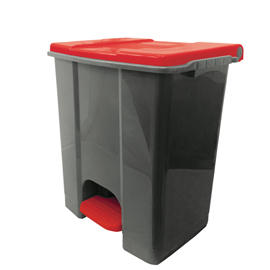 Contenitore mobile ecoconti - a pedale - 60 l - plastica riciclata - grigio/rosso - medial international