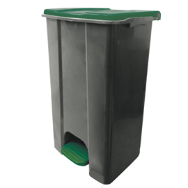 Contenitore mobile ecoconti - a pedale - 80 l - plastica riciclata - grigio/verde - medial international