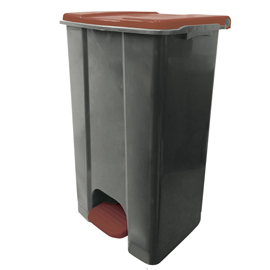 Contenitore mobile ecoconti - a pedale - 80 l - plastica riciclata - grigio/marrone - medial international