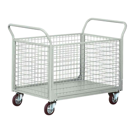 Carrello da lavoro - 4 sponde rete - laterali asportabili - 300 kg - grigio - tecnotelai