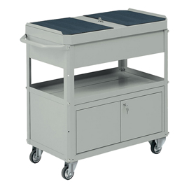Carrello da lavoro - 2 vasche da 80 x 45 cm - con baule e portattrezzi - 92 x 47,8 x 87,5 cm - grigio - tecnotelai