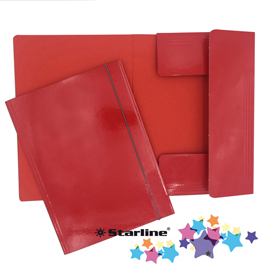 Cartellina con elastico - cartone plastificato - 3 lembi - 25x34 cm - rosso - queen starline