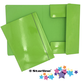 Cartellina con elastico - cartone plastificato - 3 lembi - 25x34 cm - verde prato - queen starline