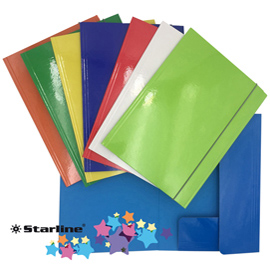 Cartellina con elastico - cartone plastificato - 3 lembi - 25x34 cm - colori assortiti - queen starline