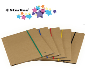 Cartellina con elastico - cartoncino fsc - 3 lembi - elastico colorato piatto da 5 mm  - 25x35 cm - avana - starline