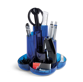 Desk set - 13x16x10 cm - 8 accessori inclusi - blu traslucido - lebez