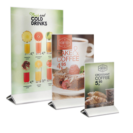 Display da tavolo - a6 - base acciaio - securit