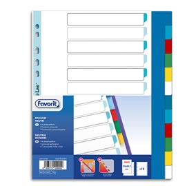 Divisori neutri a 12  tacche - pp - a4 maxi - colori assortiti - favorit