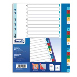 Divisori alfabetici 20 tacche - pp - a4 maxi - colori assortiti - favorit