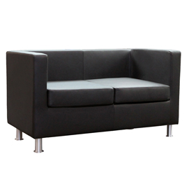 Divano pragma - 2 posti - in similpelle - nero - unisit