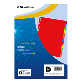 Divisori neutri 12 tacche - a4 maxi - pp - colori assortiti - starline