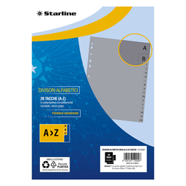 Divisori alfabetici 20 tacche - a4 maxi - pp - grigio - starline