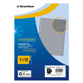 Divisori numerici 12 tacche - a4 maxi - pp - grigio - starline