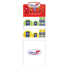 Espositore da terra mini - con piatti e bicchieri reuse - giallo/verde - dopla