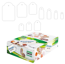 Etichette con filo a386 - 13x34 mm - bianco - lebez - conf. 1000 pezzi
