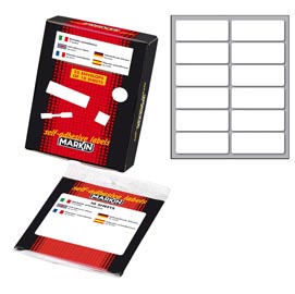 Etichetta adesiva - permanente - rettangolare - 56x22 mm - 12 etichette per foglio - 10 fogli per busta - bianco - markin