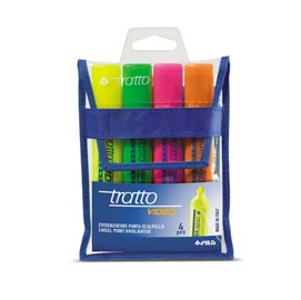 Evidenziatore tratto video  - punta a scalpello - tratto da 1,0-5,0mm - astuccio 4 colori - tratto