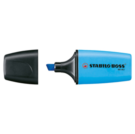 Evidenziatore boss mini - punta a scalpello - tratto 2,0-5,0mm - azzurro - stabilo