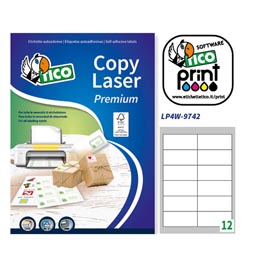 Etichetta adesiva copy laser lp4w - permanente - 97x42,3 mm - 12 etichette per foglio - bianco - tico - conf. 100 fogli a4