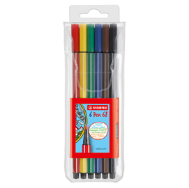 Evidenziatore pen 68 - 6 colori neon - stabilo - busta 6 evidenziatori