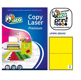 Etichetta adesiva lp4f - permanente - 200x142 mm - 2 etichette per foglio - giallo fluo - tico - conf. 70 fogli a4