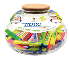 Evidenziatore tratto video - punta a scalpello - tratto da 1,0-5,0mm - colori assortiti  - tratto - boccia 120 pezzi