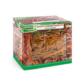 Elastici - caucciù - misure assortite - lebez - scatola da 500 gr