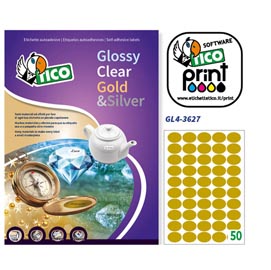 Etichetta adesiva gl4 - ovale - permanente - 36x27 mm - 50 etichette per foglio - satinata oro - tico - conf. 100 fogli a4