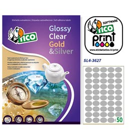 Etichetta adesiva sl4 - ovale - permanente - 36x27 mm - 50 etichette per foglio - satinata argento - tico - conf. 100 fogli a4