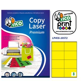 Etichetta adesiva lp4c - permanente - 105x72 mm - 8 etichette per foglio - giallo opaco - tico - conf. 70 fogli a4