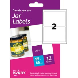 Etichetta adesiva hjj01 avery - carta glossy - adatta a stampanti inkjet - 64x95 mm - 2 etichette per foglio - conf. 6 fogli a6