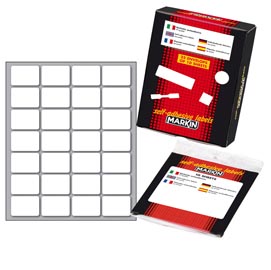 Etichetta adesiva - permanente - rettangolare - 27x19 mm - 28 etichette per foglio - 10 fogli per busta - bianco - markin