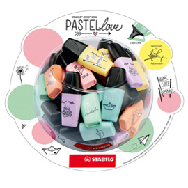 Espositore boccia da 50 pz evidenziatori stabilo boss mini pastellove