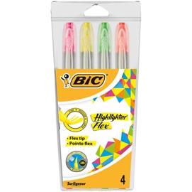 Evidenziatore flex - astuccio 4 colori - bic