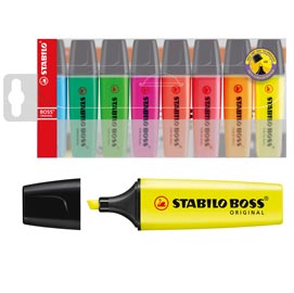 Evidenziatore boss original - punta a scalpello - tratto da 2,0-5,0mm - astuccio 8 colori assortiti  - stabilo