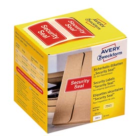 Etichette per spedizioni - icona security seal - 38x20 mm - permanente - rosso - avery - rotolo da 200 etichette