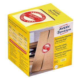 Etichette per spedizioni - icona security seal - ø 38 mm - permanente - rosso - avery - rotolo da 125 etichette
