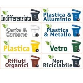 Etichette per raccolta differenziata - 12x4,5 cm - tico - kit 16 pezzi