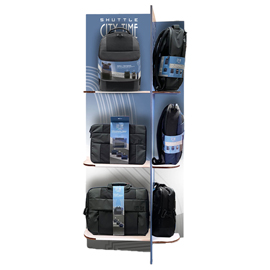 Espositore da terra - borse/zaini porta notebook shuttle - assortiti - lebez - conf. 12 pezzi