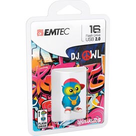 Emtec - memoria usb 2.0 m341 dj owl - ecmmd16gm341 - 16gb
