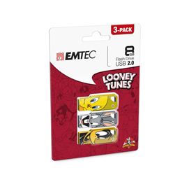 Emtec - conf. 3 memorie usb 2.0 - bugs bunny/tweety/daffy duck - ecmmd8gm752p3lt01 - 8gb cad