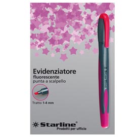 Evidenziatore a penna - punta scalpello - tratto da 1,0-4,0mm - fucsia - starline