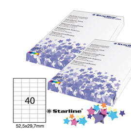 Etichetta adesiva - permanente - 52,5x29,7 mm - 40 etichette per foglio - bianco - starline - conf. 100 fogli a4
