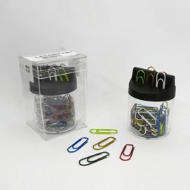 Fermagli colorati metallizzati n.4 - lunghezza 32 mm - colori assortiti - molho leone - dispenser magnetico da 60 fermagli