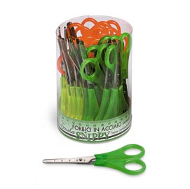 Forbici snippy centimetrate - punta tonda - impugnatura plastica - lama in acciaio inox - 13,5 cm - colori assortiti - lebez - conf. 24 pezzi