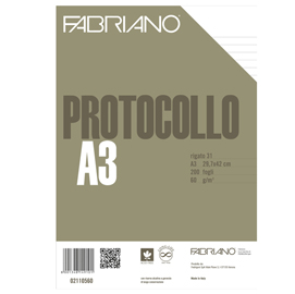 Fogli protocollo - a4 - 1 rigo - 200 fogli - 60 gr - fabriano